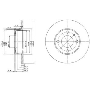 Слика на кочионен диск DELPHI BG2147 за Lancia Y10 (156) 1.0 Fire на всичките колела (156AE) - 45 коњи бензин