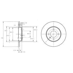 Слика на кочионен диск DELPHI BG2454 за VW Caddy 2 Box (9K9A) 1.9 TDI - 90 коњи дизел