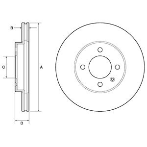 Слика на кочионен диск DELPHI BG2455 за VW Caddy 2 Box (9K9A) 1.9 SDI - 64 коњи дизел