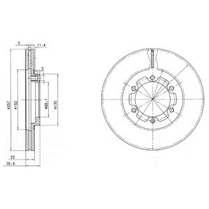 Слика на кочионен диск DELPHI BG2524 за Opel Campo 2.2 D 4x4 - 61 коњи дизел