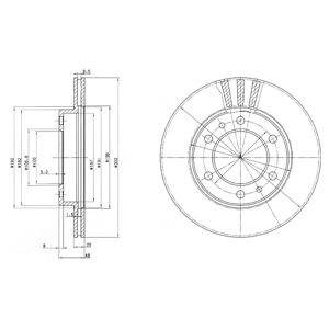 Слика на кочионен диск DELPHI BG2591 за Toyota Land Cruiser Hardtop (J7) 3.0 TD - 125 коњи дизел