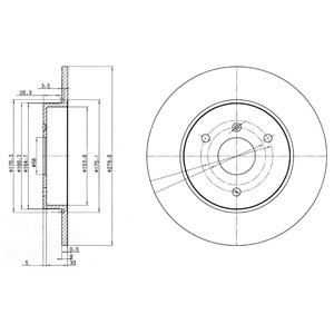 Слика на кочионен диск DELPHI BG3526 за Smart Fortwo cabrio (450) 0.7 (450.414, 450.441, 450.442, 450.443, 450.452) - 61 коњи бензин