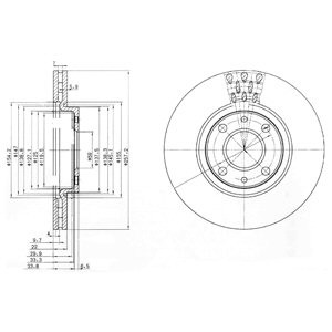 Слика на кочионен диск DELPHI BG3574 за Fiat Idea 1.3 JTD - 70 коњи дизел