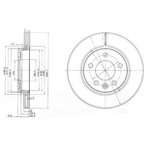 Слика на кочионен диск DELPHI BG3893 за VW Transporter T5 Platform 1.9 TDI - 105 коњи дизел