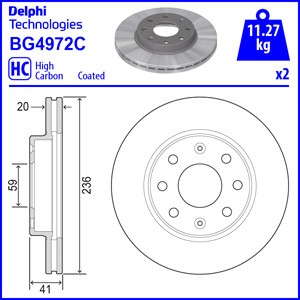 Слика на кочионен диск DELPHI BG4972C за CHEVROLET AGILE 1.4 - 92 коњи бензин