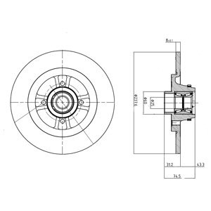 Слика на кочионен диск DELPHI BG9025RS за Renault 19 Hatchback 1.9 D (B/C534, B/C53J) - 64 коњи дизел