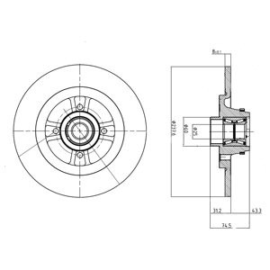 Слика на кочионен диск DELPHI BG9025RSC за Renault Megane 1 (BA0-1) 1.9 dTi (BA08, BA0N) - 98 коњи дизел