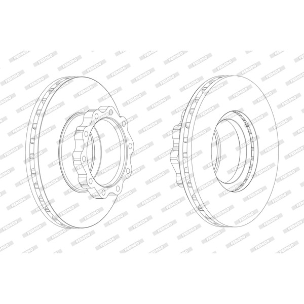 Слика на кочионен диск FERODO PREMIER FCR144A за камион MAN F 2000 19.364 FS, FLS, FLLS, FRS, FLRS, FLLRS - 360 коњи дизел