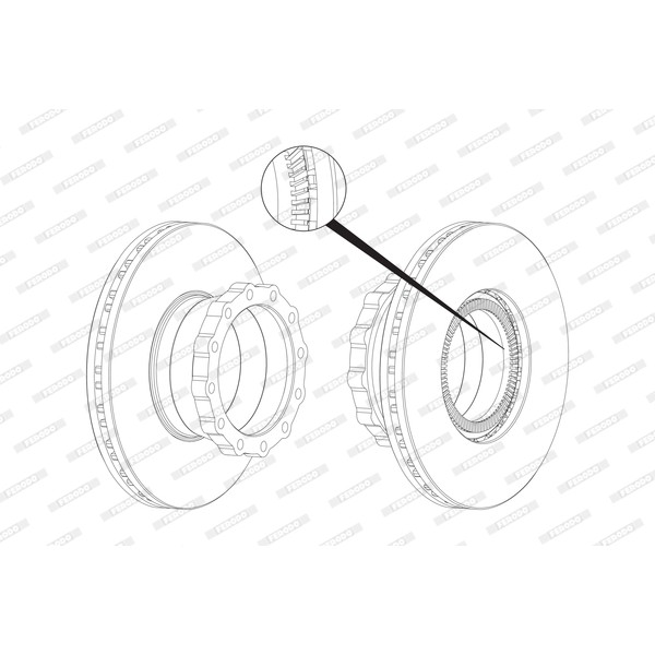 Слика на кочионен диск FERODO PREMIER FCR148A за камион MAN L2000 10.145 LC,10.145 LLC, LRC, LLRC (LE140C) - 140 коњи дизел