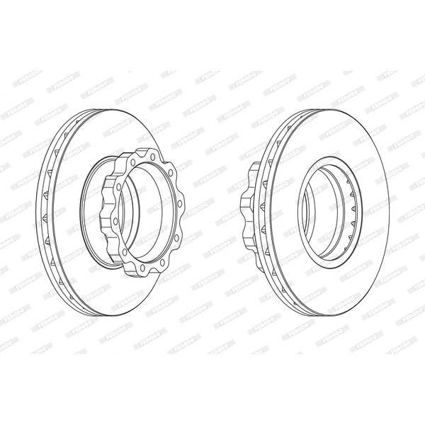 Слика на кочионен диск FERODO PREMIER FCR215A за камион MAN F 2000 19.343 FC,19.343 FLC,19.343 FLLC - 340 коњи дизел