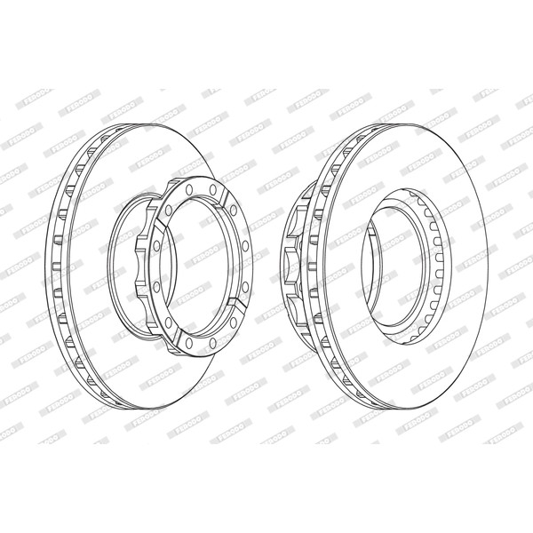 Слика на кочионен диск FERODO PREMIER FCR254A за камион Iveco Trakker AD 260T35, 260T36, 380T36, AT 260T35, 260T36, 380T36 - 352 коњи дизел