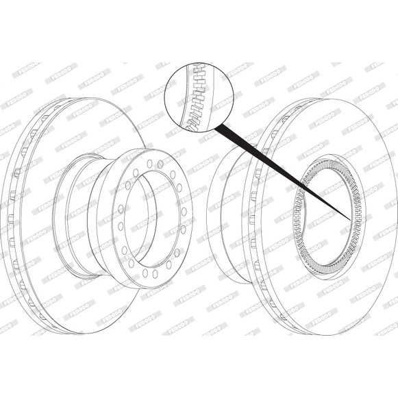Слика на кочионен диск FERODO PREMIER FCR256A за камион DAF LF 45 FA 45.180 - 185 коњи дизел