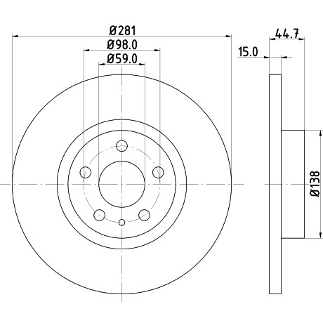 Слика на кочионен диск HELLA PAGID 8DD 355 106-451 за Alfa Romeo 156 (932) Sportwagon 1.9 JTD - 126 коњи дизел