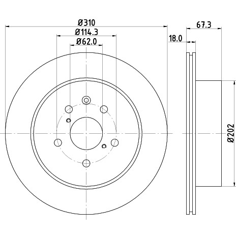 Слика на кочионен диск HELLA PAGID 8DD 355 112-881 за Lexus IS Saloon (XE2,SE2) 250 (GSE20) - 208 коњи бензин