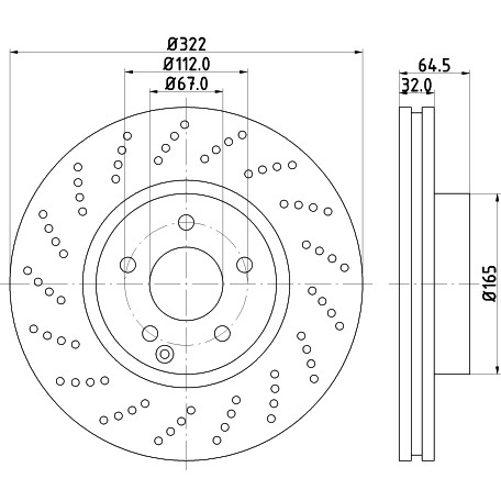 Слика на кочионен диск HELLA PAGID 8DD 355 114-231 за Mercedes E-class Convertible (a207) E 250 (207.436) - 211 коњи бензин