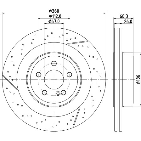 Слика на кочионен диск HELLA PAGID PRO High Carbon 8DD 355 126-871 за Mercedes E-class Estate (s212) E 63 AMG (212.275) - 585 коњи бензин