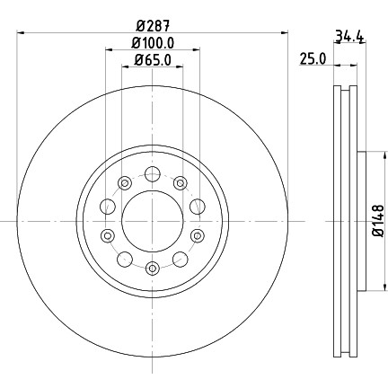 Слика на кочионен диск HELLA PAGID PRO High Carbon 8DD 355 127-581 за Seat Toledo 2 Saloon (1M2) 2.3 V5 - 150 коњи бензин