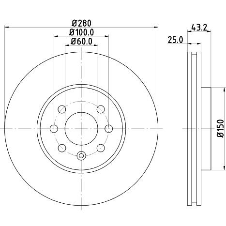 Слика на кочионен диск HELLA PAGID PRO High Carbon 8DD 355 128-211 за Opel Astra H GTC 1.8 - 125 коњи бензин