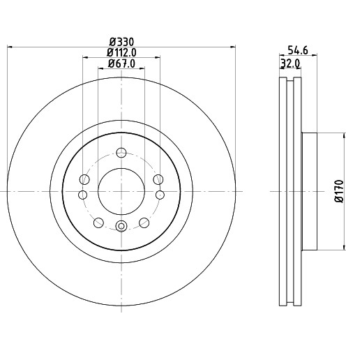 Слика на кочионен диск HELLA PAGID PRO High Carbon 8DD 355 128-581 за Mercedes ML-class (w164) ML 350 CDI 4-matic (164.122) - 224 коњи дизел