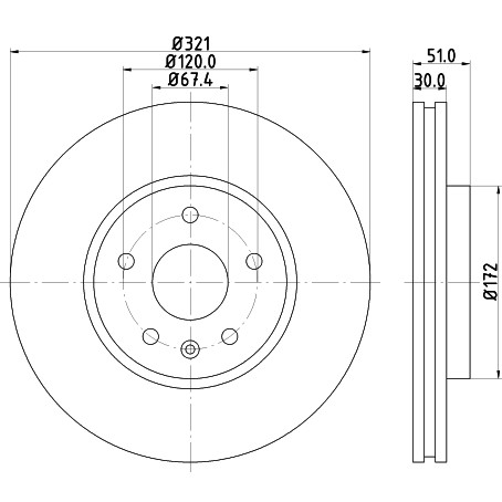 Слика на кочионен диск HELLA PAGID PRO High Carbon 8DD 355 129-091 за CHEVROLET MALIBU Sedan 2.0 - 262 коњи бензин