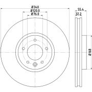 Слика 1 на кочионен диск HELLA PAGID PRO High Carbon 8DD 355 129-251