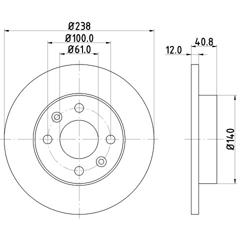 Слика на кочионен диск HELLA PAGID PRO 8DD 355 101-241 за Renault Clio 2 1.6 16V (BB01, BB0H, BB0T, BB14, BB1D, BB1R, BB2KL...) - 107 коњи бензин