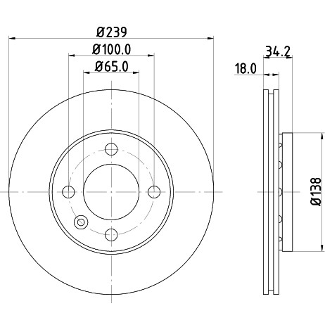 Слика на кочионен диск HELLA PAGID PRO 8DD 355 104-211 за VW Lupo (6X1,6E1) 1.0 - 50 коњи бензин