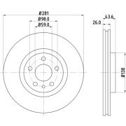 Слика 1 на кочионен диск HELLA PAGID PRO 8DD 355 104-451