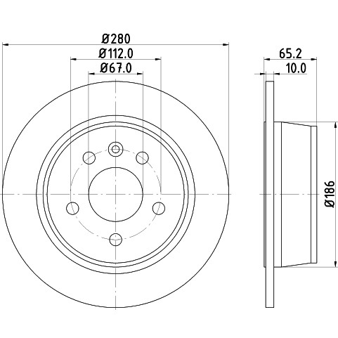 Слика на кочионен диск HELLA PAGID PRO 8DD 355 104-541 за Mercedes Vito BOX (638) 110 CDI 2.2 (638.094) - 102 коњи дизел