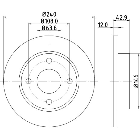 Слика на кочионен диск HELLA PAGID PRO 8DD 355 104-631 за Ford Fiesta 4 (ja,jb) 1.1 - 50 коњи бензин