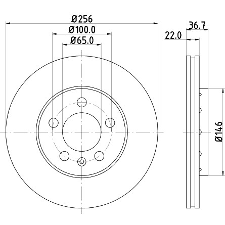 Слика на кочионен диск HELLA PAGID PRO 8DD 355 105-361 за Skoda Fabia Saloon (6Y3) 1.2 - 54 коњи бензин