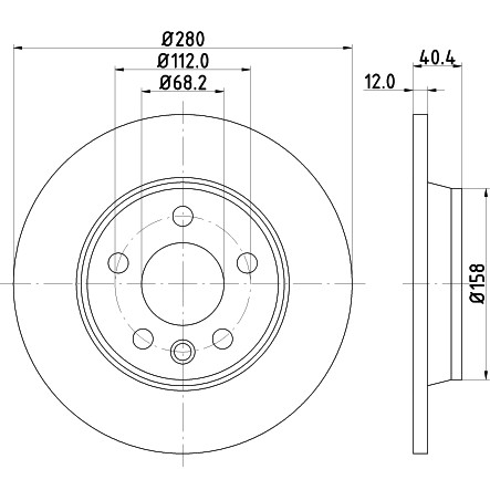 Слика на кочионен диск HELLA PAGID PRO 8DD 355 105-611 за VW Transporter T4 Platform 2.5 TDI Syncro - 102 коњи дизел