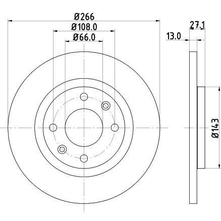 Слика на кочионен диск HELLA PAGID PRO 8DD 355 105-751 за Citroen Berlingo 1 BOX M 1.8 i - 90 коњи бензин