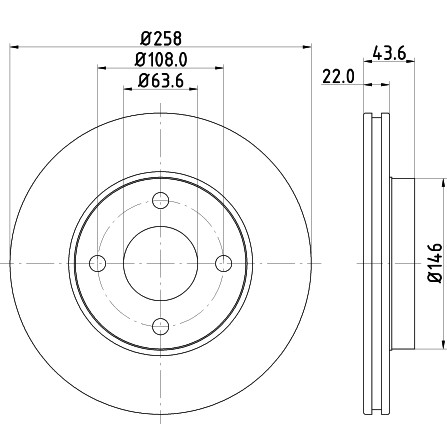 Слика на кочионен диск HELLA PAGID PRO 8DD 355 106-431 за Ford Courier BOX JV D 1.8 - 60 коњи дизел