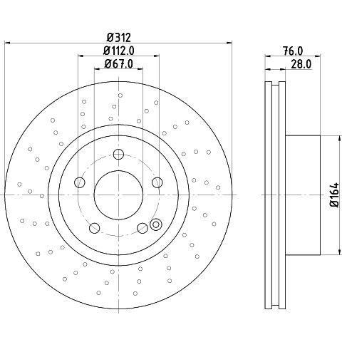 Слика на кочионен диск HELLA PAGID PRO 8DD 355 106-871 за Mercedes S-class Coupe (c215) CL 500 (215.375) - 306 коњи бензин