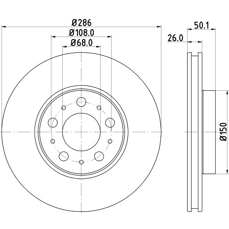 Слика на кочионен диск HELLA PAGID PRO 8DD 355 107-051 за Volvo S60 Sedan 2.4 D - 126 коњи дизел