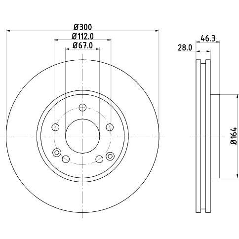 Слика на кочионен диск HELLA PAGID PRO 8DD 355 107-501 за Mercedes E-class Estate (s210) E 320 4-matic - 218 коњи бензин