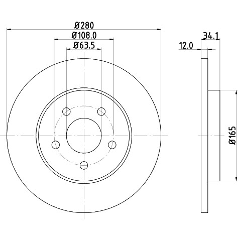 Слика на кочионен диск HELLA PAGID PRO 8DD 355 108-061 за Ford Mondeo 3 Estate (BWY) 2.0 16V - 146 коњи бензин