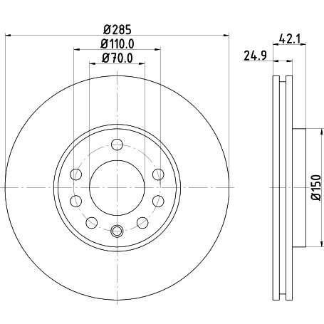 Слика на кочионен диск HELLA PAGID PRO 8DD 355 109-241 за Fiat Croma 194 1.9 D Multijet - 120 коњи дизел