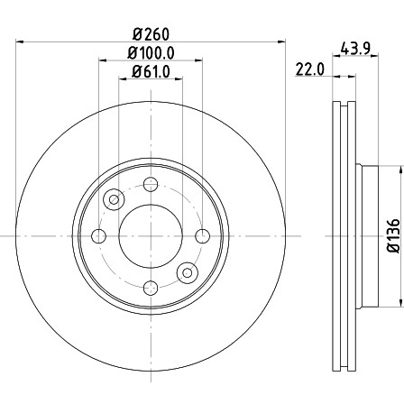 Слика на кочионен диск HELLA PAGID PRO 8DD 355 109-331 за Dacia Logan US 1.6 - 87 коњи бензин