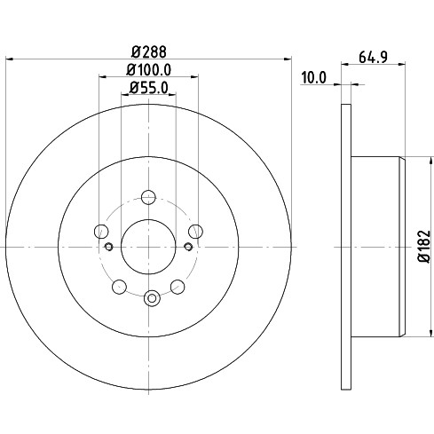 Слика на кочионен диск HELLA PAGID PRO 8DD 355 111-701 за Toyota Avensis Liftback (T22) 1.6 VVT-i - 110 коњи бензин