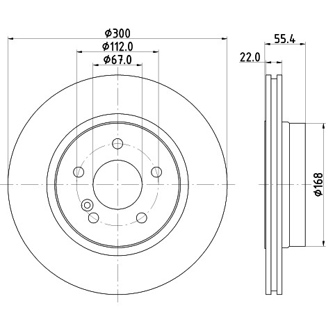 Слика на кочионен диск HELLA PAGID PRO 8DD 355 111-851 за Mercedes CLK (c208) 55 AMG (208.374) - 347 коњи бензин