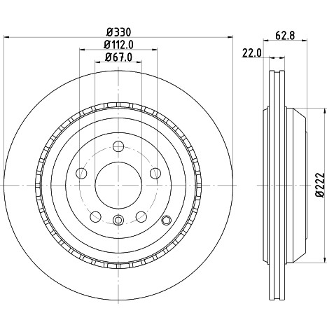 Слика на кочионен диск HELLA PAGID PRO 8DD 355 113-231 за Mercedes ML-class (w164) ML 280 CDI 4-matic (164.120) - 190 коњи дизел