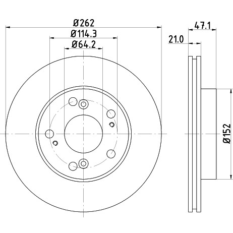 Слика на кочионен диск HELLA PAGID PRO 8DD 355 115-341 за Honda CR-Z (ZF1) 1.5 Hybrid - 124 коњи бензин/ електро