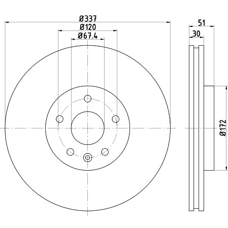 Слика на кочионен диск HELLA PAGID PRO 8DD 355 116-051 за Opel Insignia A Country Tourer (G09) 2.0 CDTi (47) - 170 коњи дизел