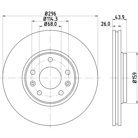 Слика на кочионен диск HELLA PAGID PRO 8DD 355 116-161 за Renault Laguna Coupe (DT0-1) 2.0 dCi (DT01, DT09, DT12, DT1D) - 150 коњи дизел