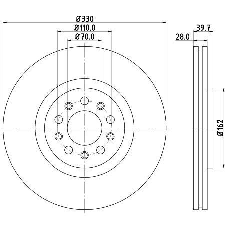 Слика на кочионен диск HELLA PAGID PRO 8DD 355 116-651 за Alfa Romeo 159 Sedan 2.2 JTS - 185 коњи бензин