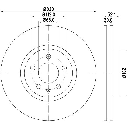 Слика на кочионен диск HELLA PAGID PRO 8DD 355 117-191 за Audi A5 (8T3) 2.0 TFSI quattro - 211 коњи бензин