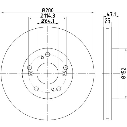 Слика на кочионен диск HELLA PAGID PRO 8DD 355 118-191 за Honda Civic 9 1.8 i-VTEC - 141 коњи бензин