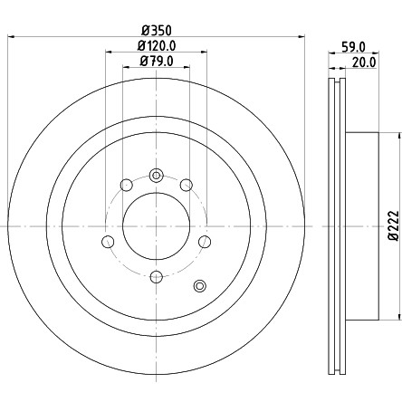 Слика на кочионен диск HELLA PAGID PRO 8DD 355 118-781 за Range Rover Sport (LS) 3.0 TD 4x4 - 249 коњи дизел